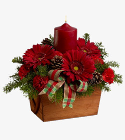 圣诞蜡烛红色鲜花一篮子鲜花素材
