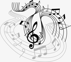 旋转音符旋转音符黑白装饰图案图标高清图片