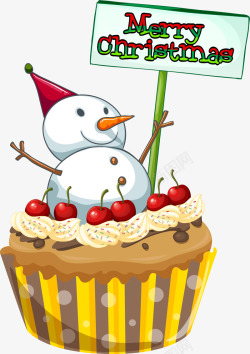 圣诞节食物可爱雪人蛋糕高清图片