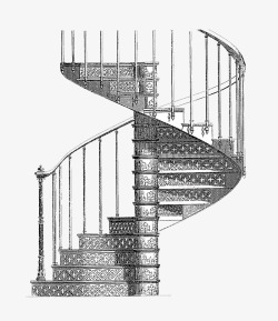 楼梯设计手稿铅笔手绘旋转式楼梯手稿高清图片