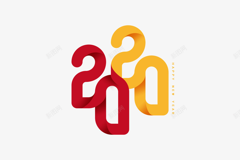 2020鼠年艺术字搭配png免抠素材_新图网 https://ixintu.com 2020 新图网 新年艺术字 红色黄色 美体艺术字 鼠年