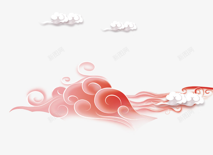 红色中国风云朵装饰图案png免抠素材_新图网 https://ixintu.com 云朵 国风 红色 装饰图案