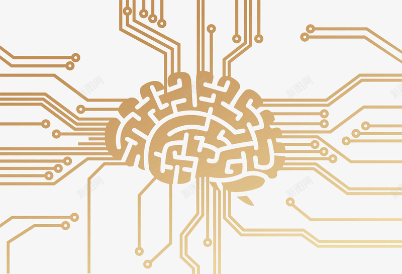 大脑智能控制科技png免抠素材_新图网 https://ixintu.com 大脑智能 控制 电路线条 科技 金色