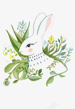 植物和兔子素材