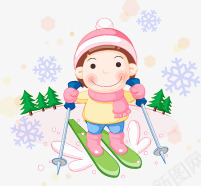 手绘卡通滑雪女生png免抠素材_新图网 https://ixintu.com 卡通 女生 滑雪