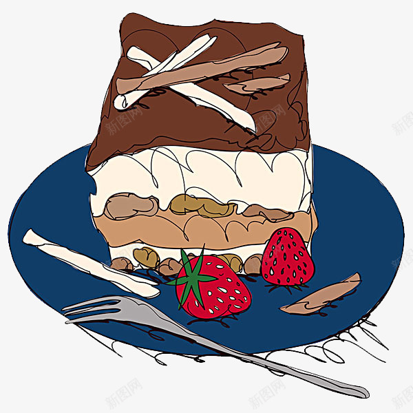 一块巧克力蛋糕png免抠素材_新图网 https://ixintu.com 巧克力 手绘 插图 草莓 蛋糕