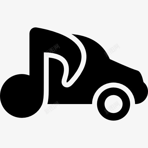 音符一半以上的黑色轿车图标png_新图网 https://ixintu.com 交通 旅游 旅行 标志 汽车 注意 音乐