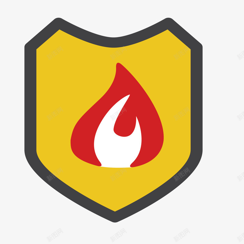 火焰图案盾牌简图图标png_新图网 https://ixintu.com 卡通 图标 手绘图 火焰 燃烧的 盾牌 防火