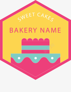 粉色多边形蛋糕标签矢量图素材