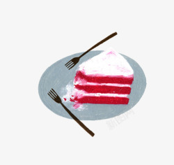 手绘草莓奶油蛋糕素材
