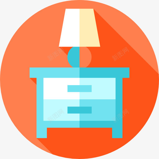 床边的桌子上图标png_新图网 https://ixintu.com 家具 家具和家居 床头柜 抽屉 灯