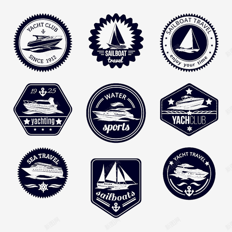 航海标签图标png_新图网 https://ixintu.com 其他艺术 帆船 标签 游艇 航海 航海元素 航海图标