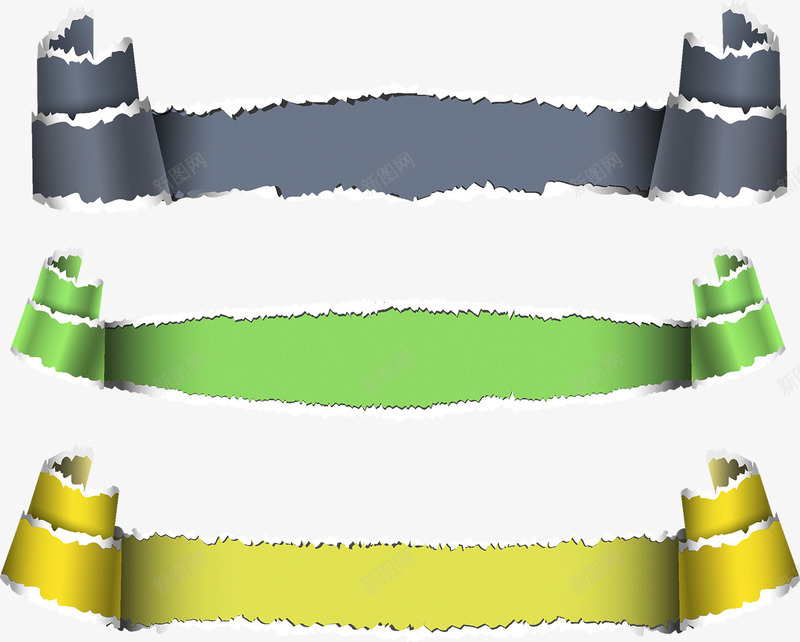 撕裂纸张矢量图ai免抠素材_新图网 https://ixintu.com 卷边 撕纸 效果 裂痕 矢量图