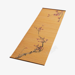 竹编茶盘垫绘画印花禅意茶垫高清图片