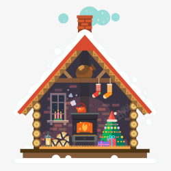 圣诞矢量木屋素材扁平化木屋高清图片