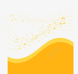 扁平化音符黄色乐谱海报高清图片