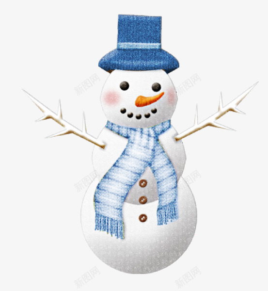 卡通雪人png免抠素材_新图网 https://ixintu.com 创意雪人 卡通蓝色帽子 可爱雪人 带蓝围巾的雪人 戴帽子的雪人 手绘雪人