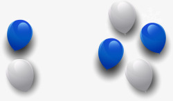 手绘蓝色和银色气球矢量图素材
