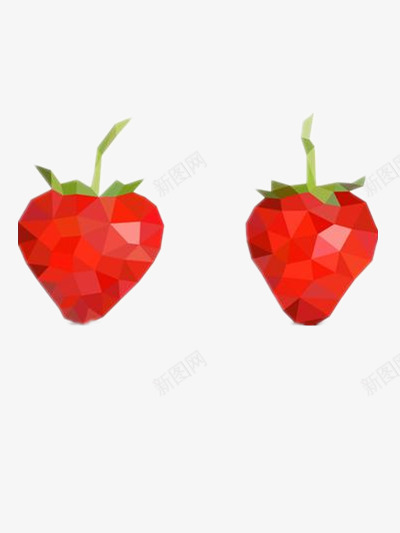 两个草莓png免抠素材_新图网 https://ixintu.com 几何 扁平化 棱角 红色水果 红草莓