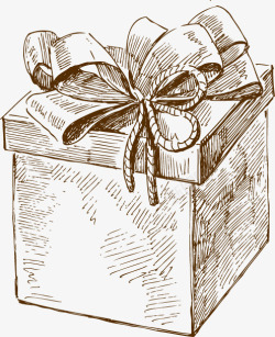 复古圣诞小标贴手绘效果礼盒高清图片