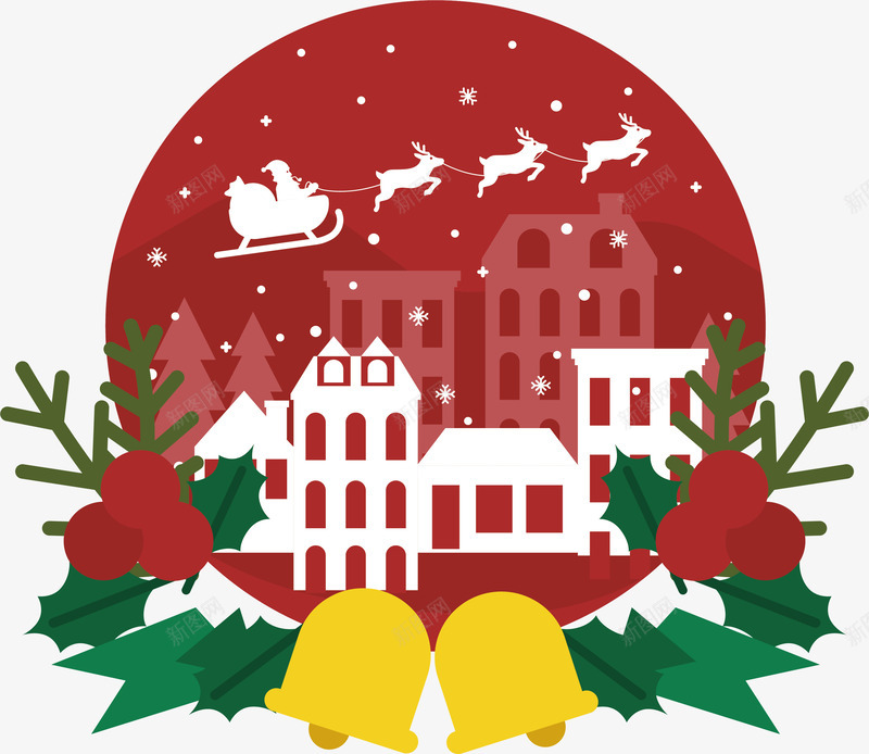 可爱圣诞节驯鹿雪橇矢量图ai免抠素材_新图网 https://ixintu.com 圣诞快乐 圣诞节 矢量png 铃铛 驯鹿 驯鹿雪橇 矢量图