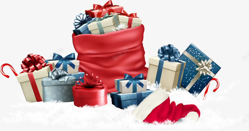 圣诞节各式圣诞礼物png免抠素材_新图网 https://ixintu.com 各式礼盒 圣诞礼物 圣诞节礼物 白雪 红色圣诞帽 雪地