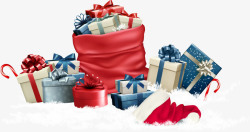 雪地礼盒圣诞节各式圣诞礼物高清图片