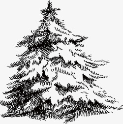 素描圣诞树黑色素描圣诞树高清图片