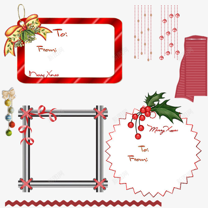 圣诞标签边框png免抠素材_新图网 https://ixintu.com 圣诞 标签 边框