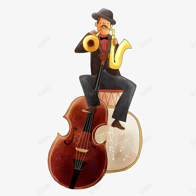 音乐家png免抠素材_新图网 https://ixintu.com 卡通人物 小提琴 音乐 音符 韵律