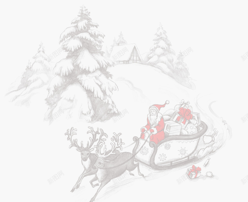 水墨风格圣诞节美化森林简笔画png免抠素材_新图网 https://ixintu.com 圣诞节 森林 水墨 笔画 美化 风格