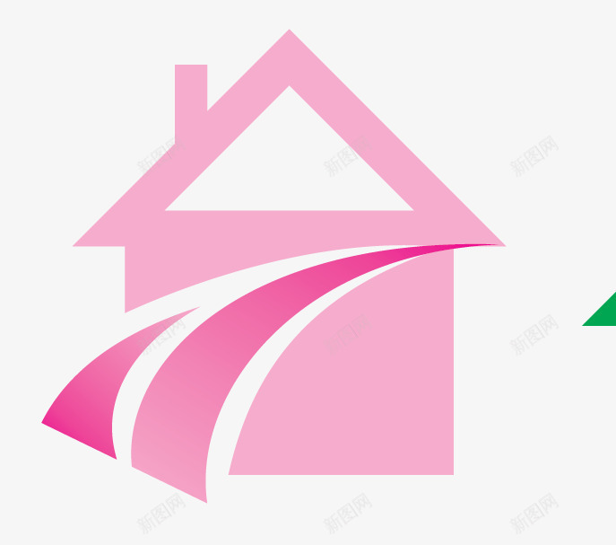 粉色房子图标png_新图网 https://ixintu.com 卡通 商城 图标 店铺 建筑 房屋 粉色