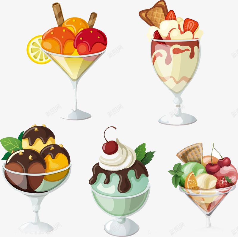 冰淇淋杯子png免抠素材_新图网 https://ixintu.com 冰淇淋 冷饮 卡通 雪球 雪糕 食物