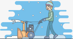 铲雪机男孩清理雪矢量图高清图片
