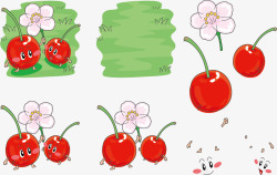 拿花的樱桃表情矢量图素材
