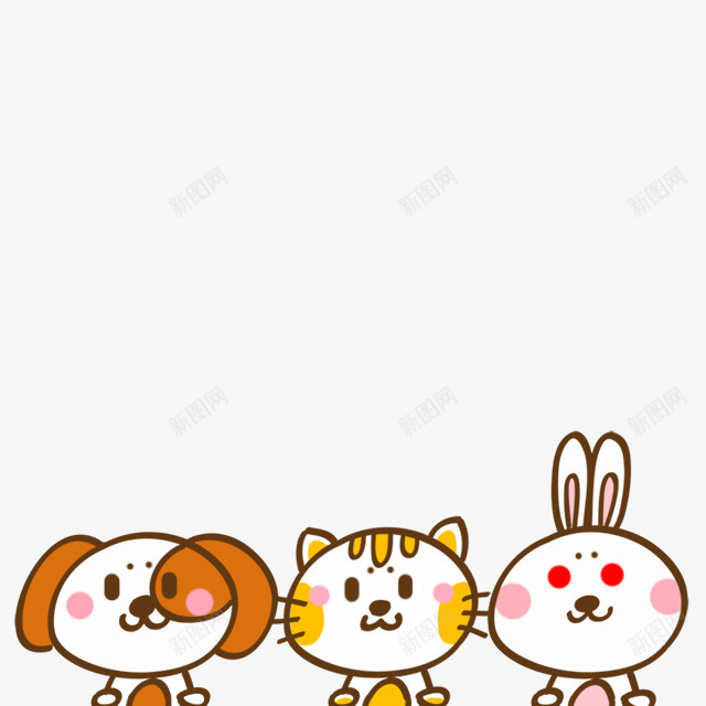 卡通小狗猫咪兔子png免抠素材_新图网 https://ixintu.com 兔子 兔子简笔画 卡通 小狗 猫咪