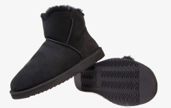 冬天棉靴黑色的雪地靴高清图片
