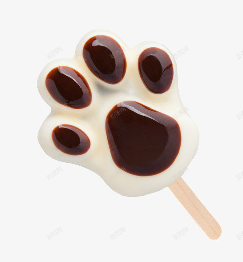 熊掌冰棒png免抠素材_新图网 https://ixintu.com 创意雪糕 奶油 熊脚印 白色 黑色巧克力