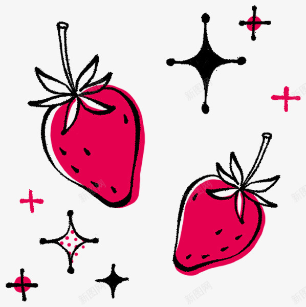 手绘草莓png免抠素材_新图网 https://ixintu.com 手绘画 水果 矢量装饰 草莓 装饰