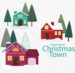 彩色小屋彩色房子圣诞小镇矢量图高清图片
