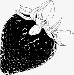黑色创意手绘水果草莓素材