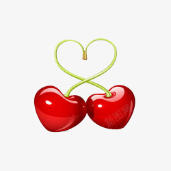 象征爱情的两颗心形樱桃素材