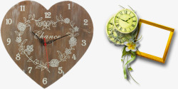 爱心挂钟和绿色装饰挂钟素材