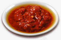 红色甲油盘子里的辣椒酱高清图片