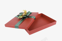 绿色空白画卷打开的红色礼物盒子高清图片