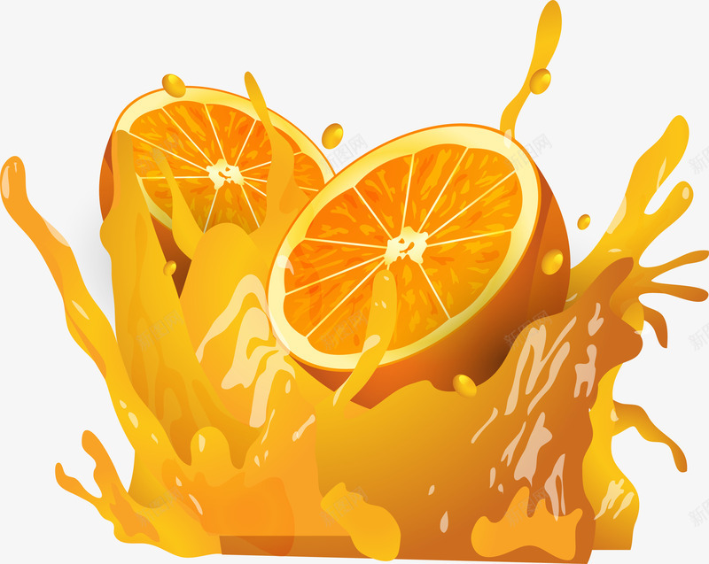 手绘橙汁矢量图ai免抠素材_新图网 https://ixintu.com 手绘 果汁 橙汁 水果 矢量图