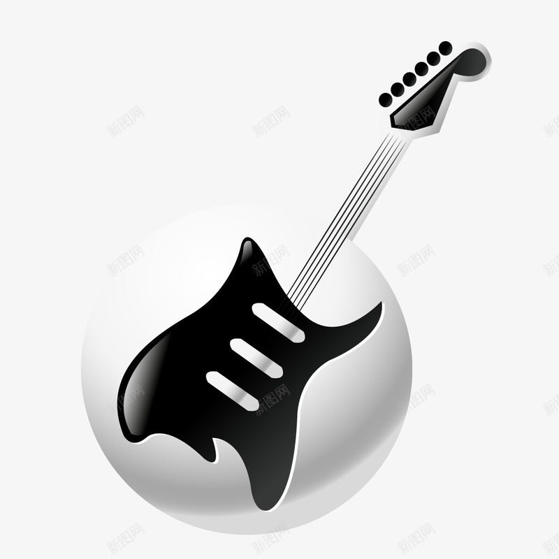 黑白的吉他模型png免抠素材_新图网 https://ixintu.com 吉他 模型 黑白 黑白吉他 黑白的吉他模型