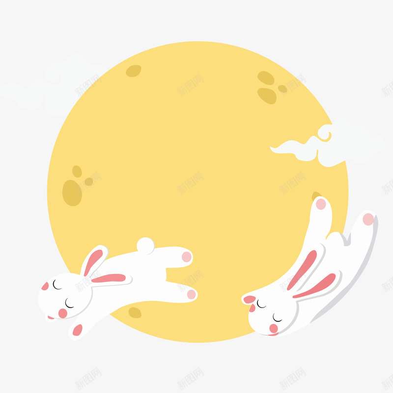 月亮上的小兔子png免抠素材_新图网 https://ixintu.com 元月 小兔子 月亮 祥云