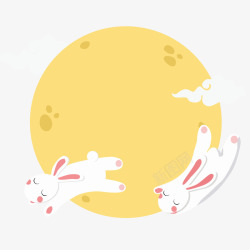 月亮上的小兔子素材