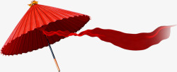 漂浮的红丝带中国风红伞高清图片